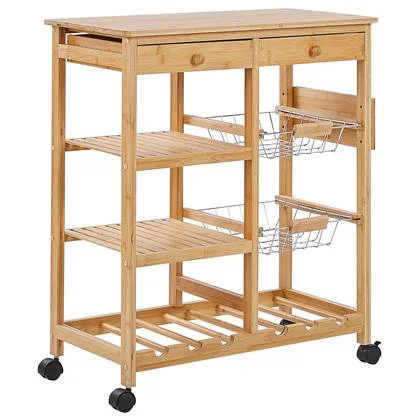 Beliani - MORINO - Keukentrolley - Lichtbruin - Bamboehout