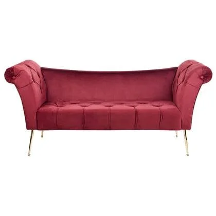 Beliani - NANTILLY - Chaise longue - Donkerrood - Fluweel
