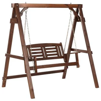 Beliani - NERITO - Schommelbank - Donkerbruin - Vurenhout