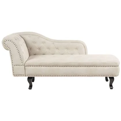 Beliani - NIMES - Chaise longue - Lichtbeige - Linkerzijde - Fluweel