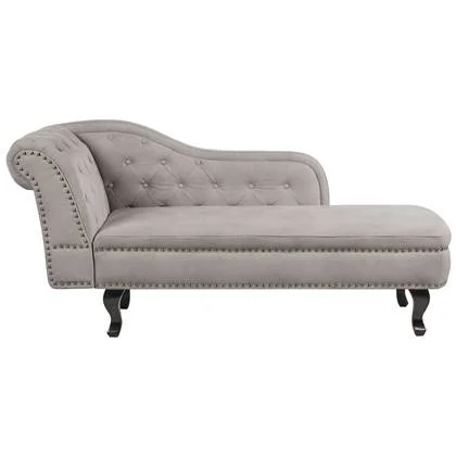 Beliani - NIMES - Chaise longue - Taupe - Linkerzijde - Fluweel