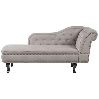 Beliani - NIMES - Chaise longue - Taupe - Rechtszijdig - Fluweel