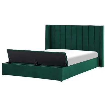 Beliani-NOYERS-Bed met opbergruimte-Groen-180 x 200 cm-Fluweel