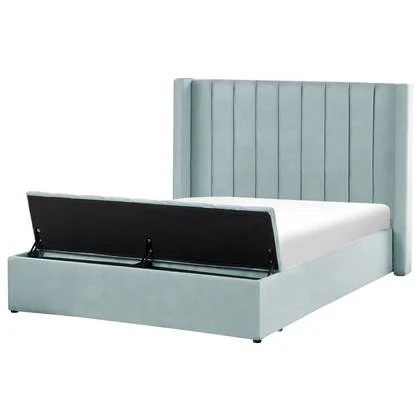 Beliani-NOYERS-Bed met opbergruimte-Mintgroen-140 x 200 cm-Fluweel