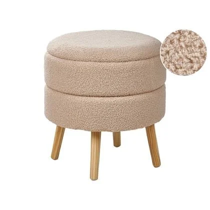 Beliani - OKATON - Hocker met opbergruimte - Beige - Bouclé