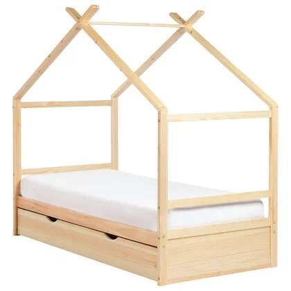 Beliani-ORGEVAL-Daybed voor kinderen-Lichtbruin-90 x 200 cm-Grenenhout