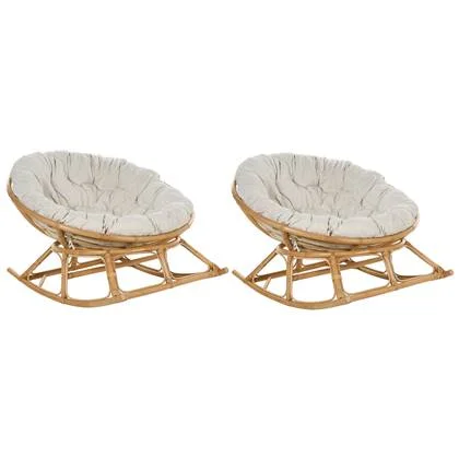 Beliani - ORVIETO - Schommelstoel set van 2 - Lichtbeige - Rotan