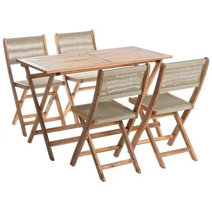 Beliani - PROSSEDI - Tuinset 4-zits - Beige - Acaciahout