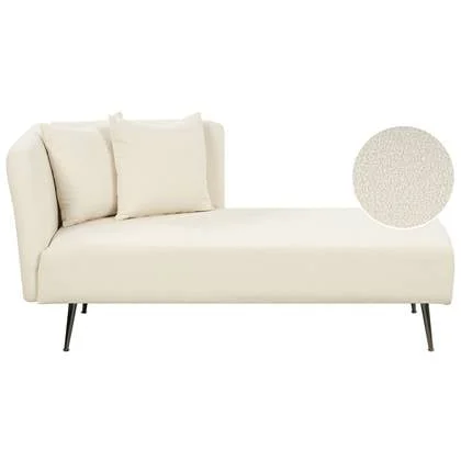 Beliani - RIOM - Chaise longue - Gebroken wit - Linkszijdig - Bouclé