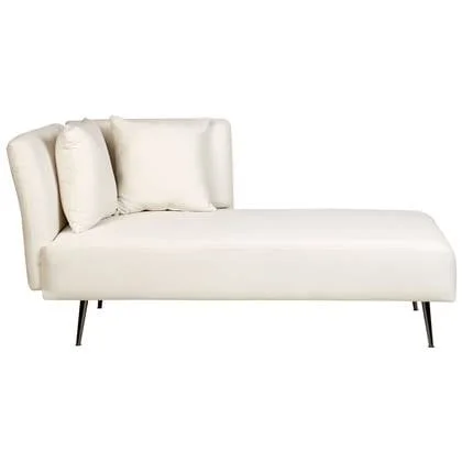 Beliani - RIOM - Chaise longue - Gebroken wit - Linkszijdig - Stof