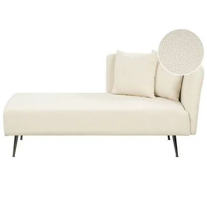 Beliani - RIOM - Chaise longue - Gebroken wit - Rechterzijde - Bouclé