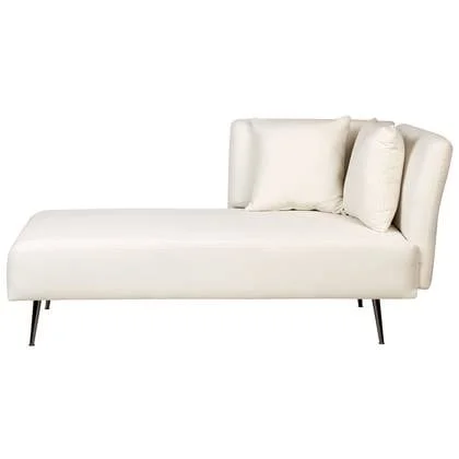 Beliani - RIOM - Chaise longue - Gebroken wit - Rechtszijdig - Stof