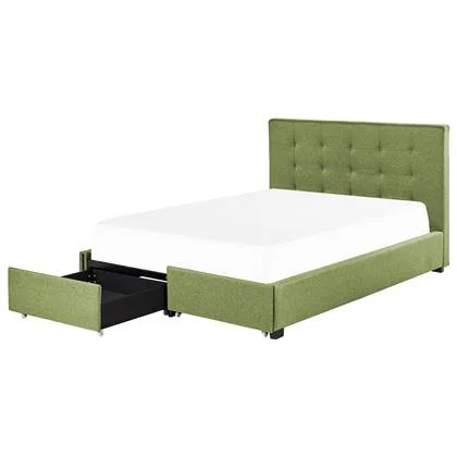 Beliani-ROCHELLE -Bed opbergruimte-Groen-140 x 200 cm-Polyester