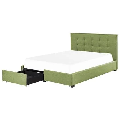 Beliani-ROCHELLE -Bed opbergruimte-Groen-180 x 200 cm-Polyester