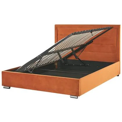 Beliani - ROUEN - Tweepersoonsbed - Oranje - 140 x 200 cm - Fluweel