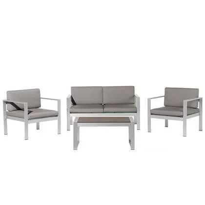 Beliani - SALERNO - Loungeset voor 4 - Donkergrijs - Aluminium