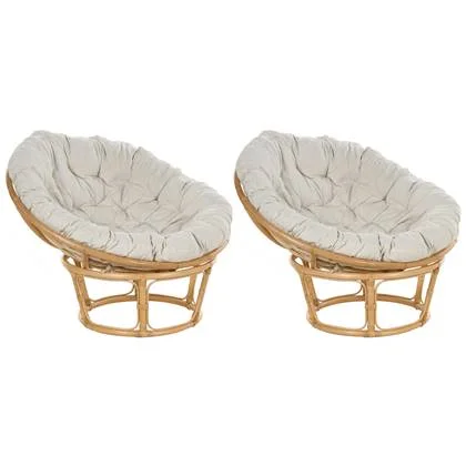 Beliani - SALVO - Fauteuil set van 2 - Lichtbeige - Rotan