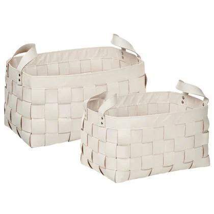 Beliani - SIPPAR - Opbergmanden set van 2 - Beige - Kunstleer