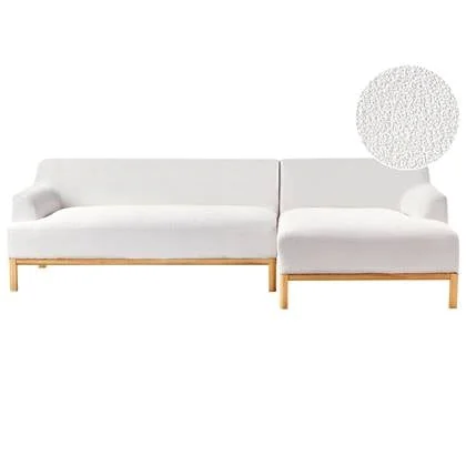 Beliani - SOSJO - Hoekbank - Gebroken wit - Linkszijdig - Bouclé