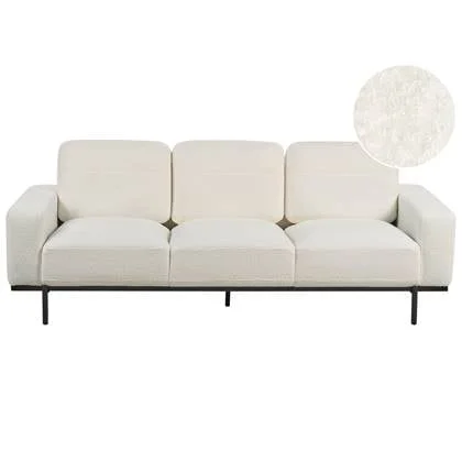 Beliani - SOVIK - Driezitsbank - Gebroken wit - Bouclé