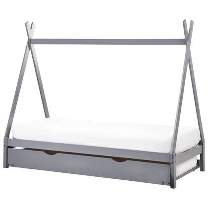 Beliani-TALMONTIERS-Onderschuifbed-Grijs-90 x 200 cm-Grenenhout