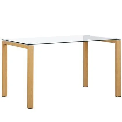 Beliani-TAVIRA-Eettafel-Lichte houtkleur-80 x 130 cm-Veiligheidsglas