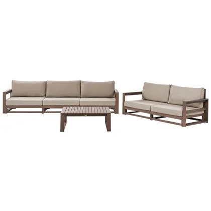 Beliani-TIMOR II-Loungeset 5-zits-Donkere houtkleur-FSC® acaciahout