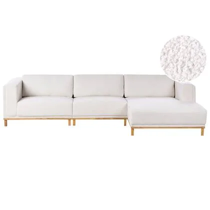 Beliani - VENG - Hoekbank 5-zits - Gebroken wit - Linkszijdig - Bouclé