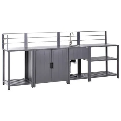 Beliani - VIGGIANO - Buitenkeuken set - Grijs - 4-delig - Aluminium