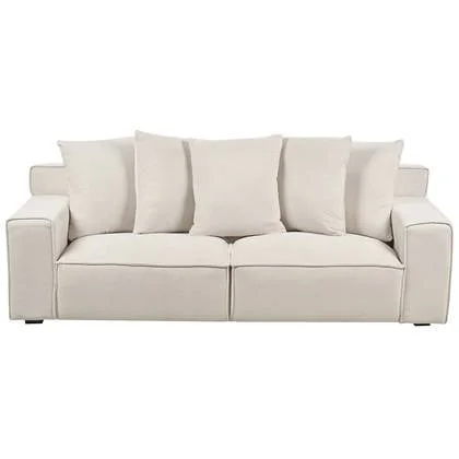 Beliani - VISKAN - Driezitsbank - Gebroken wit - Chenille