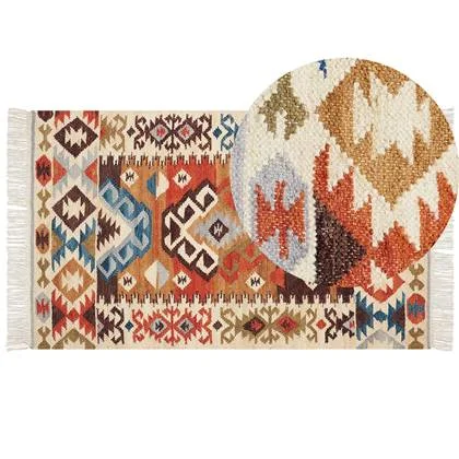 Beliani - VOSKETAP - Kelim vloerkleed - Multicolor - 80 x 150 cm - Wol