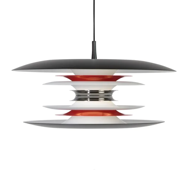 Belid Diablo plafondlamp Ø50 cm. Matzwart-glanzend rood