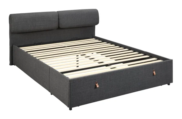 Bendt Bed Tawsha Met lade en verstelbare hoofdsteun, 160 x 200cm - Donkergrijs