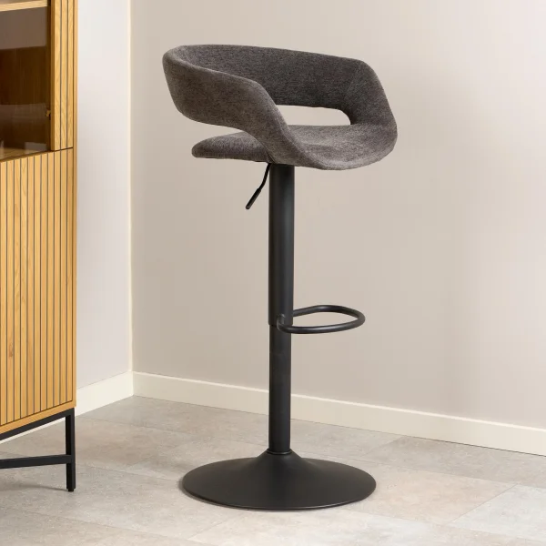 Bendt Draaibare Barkruk Pia Chenille - Donkergrijs (zithoogte 59-80cm)