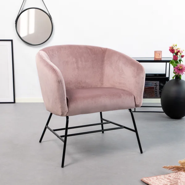 Bendt Fauteuil Jessie Velvet - Roze