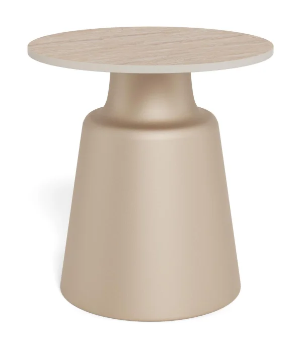 Bendt Ronde Bijzettafel Waleed Keramiek in travertinlook, 45cm - Beige