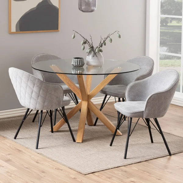 Bendt Ronde Eettafel Line Glas, 119cm - Transparant