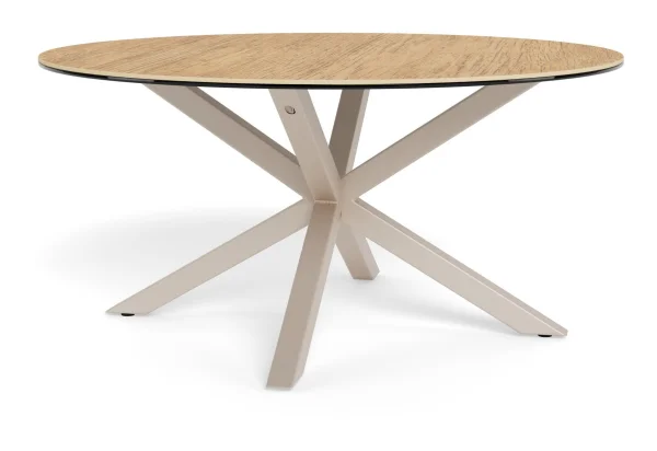 Bendt Ronde Salontafel Line Keramiek met eikenlook, 82cm - Naturel