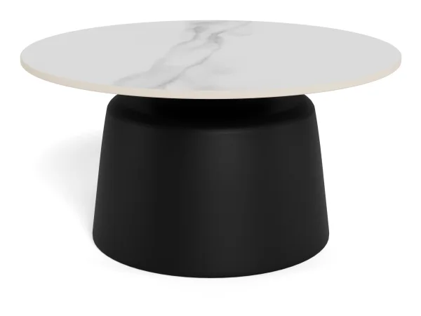 Bendt Ronde Salontafel Waleed Keramiek, 70cm - Wit/Zwart