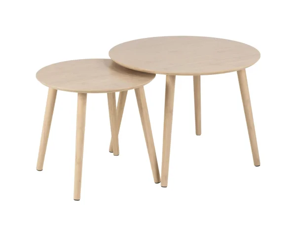 Bendt Salontafel Keno Set van 2 stuks, bamboe - naturel - Rond