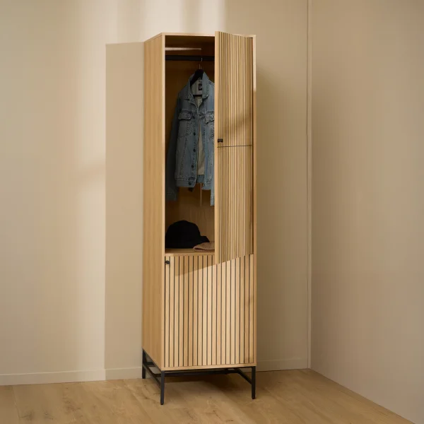 Bendt Smalle Kledingkast Davon Eikenlook, 200 x 51cm - Naturel