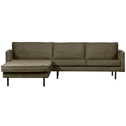 BePureHome Chaise Longue Links Rodeo - Velvet - Bonsai - 85x300x155