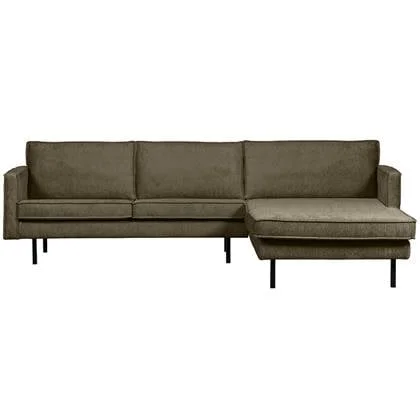 BePureHome Chaise Longue Rechts Rodeo - Velvet - Bonsai - 85x300x155