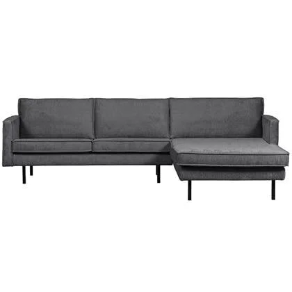 BePureHome Chaise Longue Rechts Rodeo - Velvet - Mountain - 85x300x155