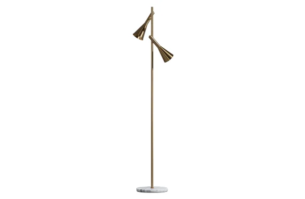 BePureHome-collectie Body Vloerlamp Met 2 Lampen Metaal/marmer Antique Brass