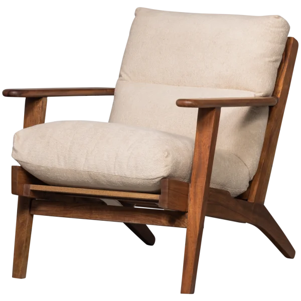 BePureHome-collectie Houston Fauteuil Boucle Hout Naturel