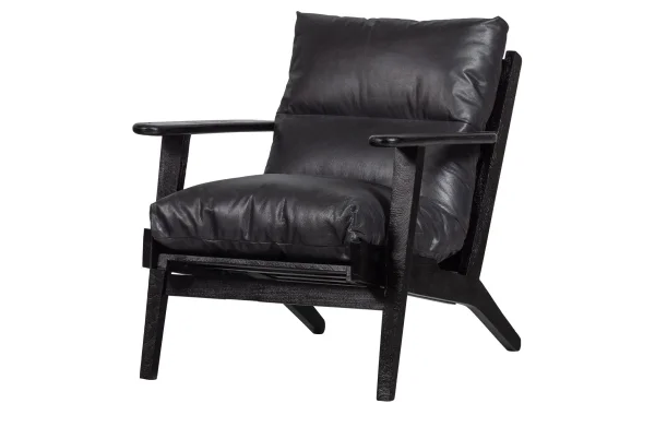 BePureHome-collectie Houston Fauteuil Echt Leer Zwart