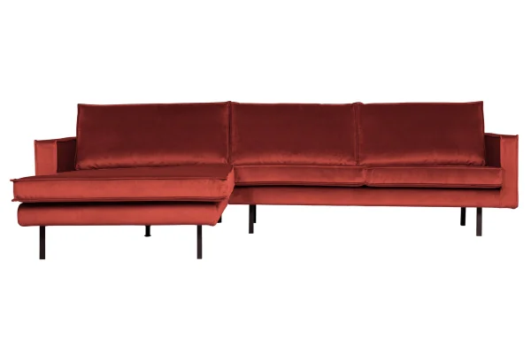 BePureHome-collectie Rodeo Chaise Longue Links Velvet Chestnut