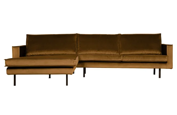 BePureHome-collectie Rodeo Chaise Longue Links Velvet Honing Geel