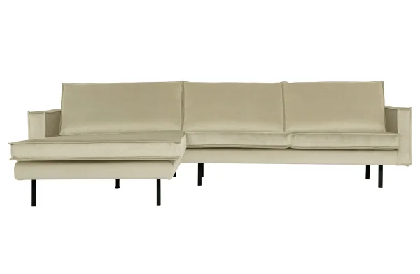 BePureHome-collectie Rodeo Chaise Longue Links Velvet Pistache